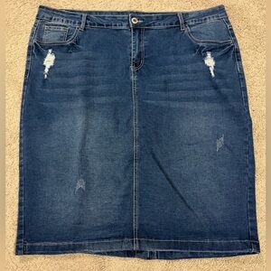 Be-Girl Dark Wash Denim Jean Skirt Women’s Plus Size 3XL Embroidered Pockets